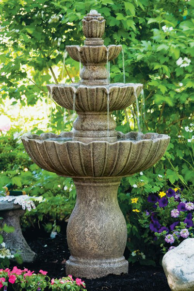 Mirabella Scallop Garden Fountain Cement Decorative Landscape Art